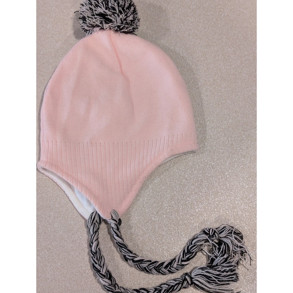 PLAYBOY BUNNY Pink Laplander Lined Beanie CAP With Pk/Bk Pom Pom Women's - Picture 2 of 6